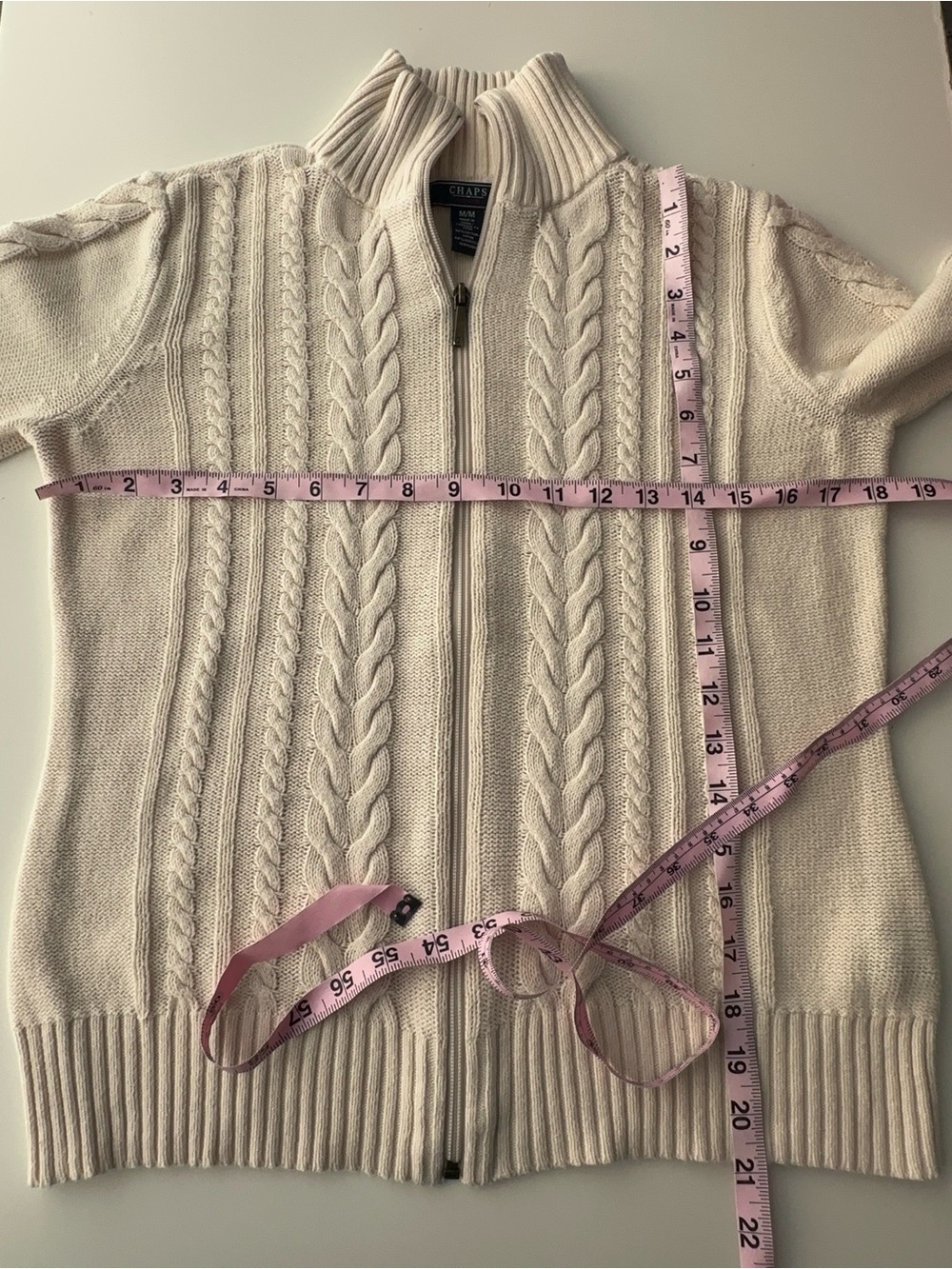 90s y2k cable knit cream zip sweater - Picture 2 of 5